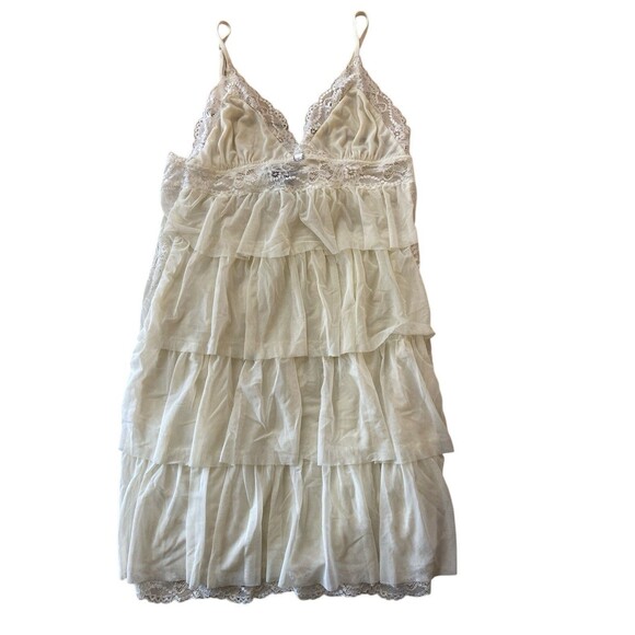 Soma‎ Intimates Sz Medium Ivory Tiered Babydoll Chemise  Vintage Style - Picture 2 of 7